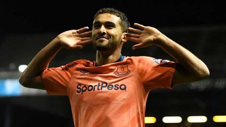 Dminic Calvert-Lewin celebrates his first strike at Hillsborough