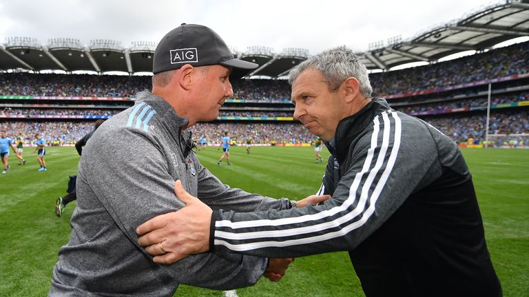 Jim Gavin and Peter Keane shake hands at full-time