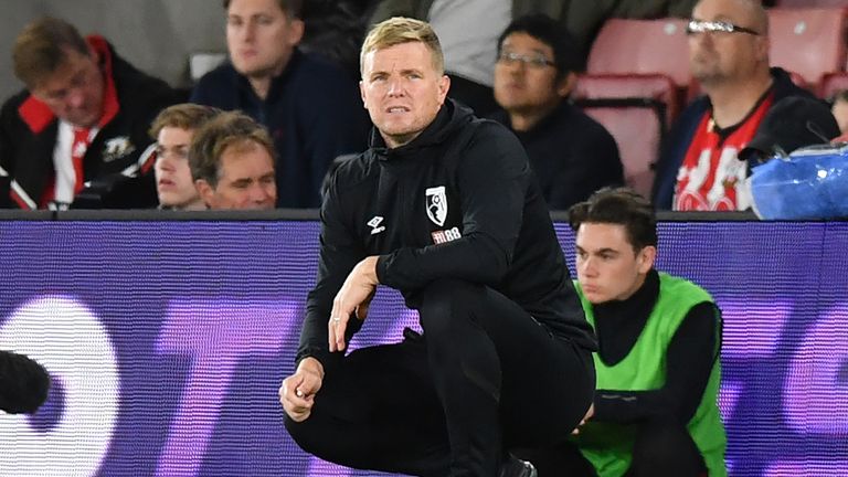 Eddie Howe watches his side record their first ever win at Southampton
