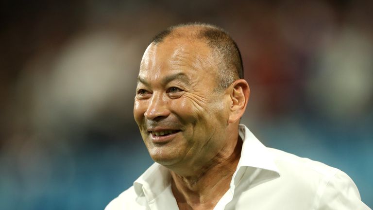 Eddie Jones during England's win against USA at the World Cup