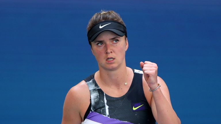 Elina Svitolina of the of the Ukraine celebrates a point during her Women's Singles quarterfinal match against Johanna Konta of Great Britain on day nine of the 2019 US Open at the USTA Billie Jean King National Tennis Center on September 03, 2019 in the Queens borough of New York City. 