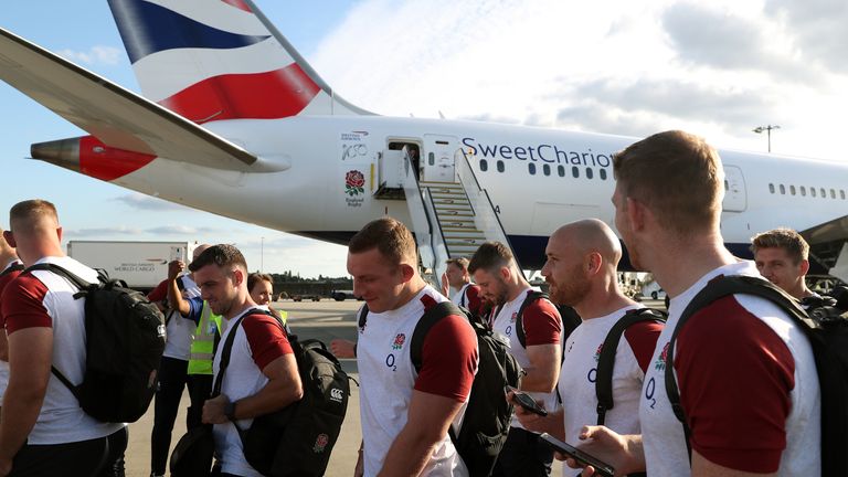 The England Rugby team flew to Japan on Sunday night ahead of the World Cup