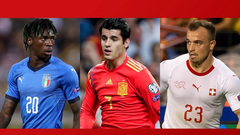 Moise Kean, Alvaro Morata y Xherdan Shaqiri estarán en acción para Italia, España y Suiza el domingo, en vivo en Sky Sports