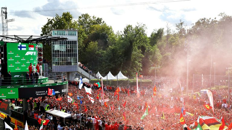 The incredible scenes on the podium after Leclerc's win