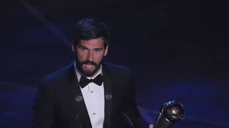 Alisson picked up the Best FIFA Men&#39;s Goalkeeper of the Year award 