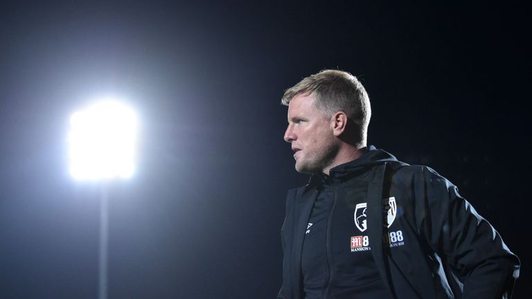 Eddie Howe watched his Bournemouth side lose at Burton on Wednesday night
