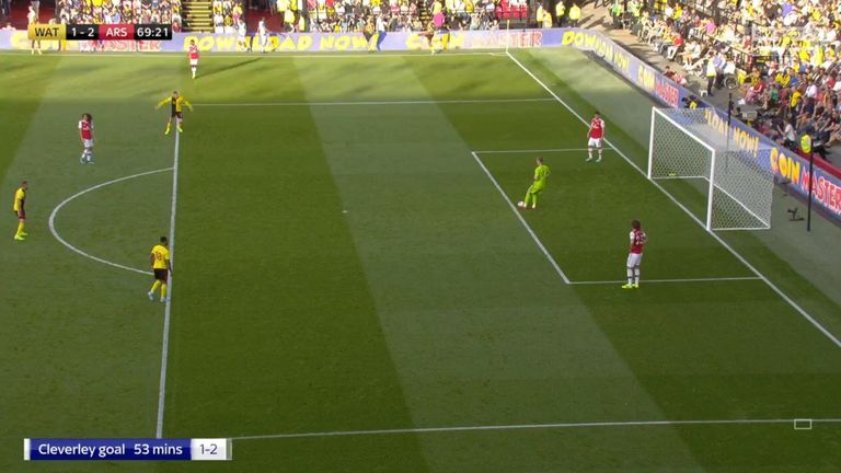 Gerard Deulofeu looked to be inside the area when the Bernd Leno's goal kick was taken