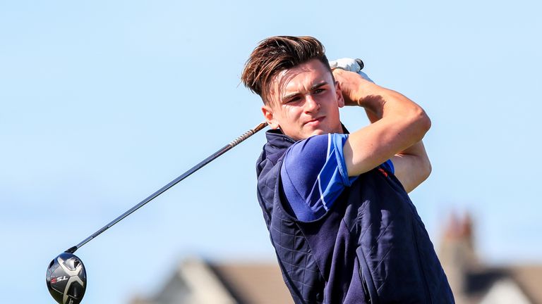 Conor Gough in action during day one of the Walker Cup