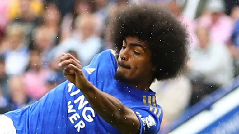 Hamza Choudhury of Leicester City in action during the Premier League match between Leicester City and Wolverhampton Wanderers at The King Power Stadium on August 11