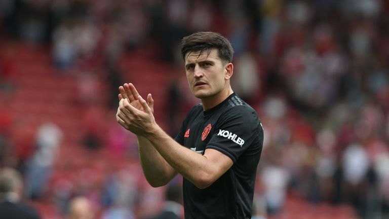 Harry Maguire walks off after the Premier League match between Southampton and Manchester United at St Mary&#39;s Stadium on August 31, 2019