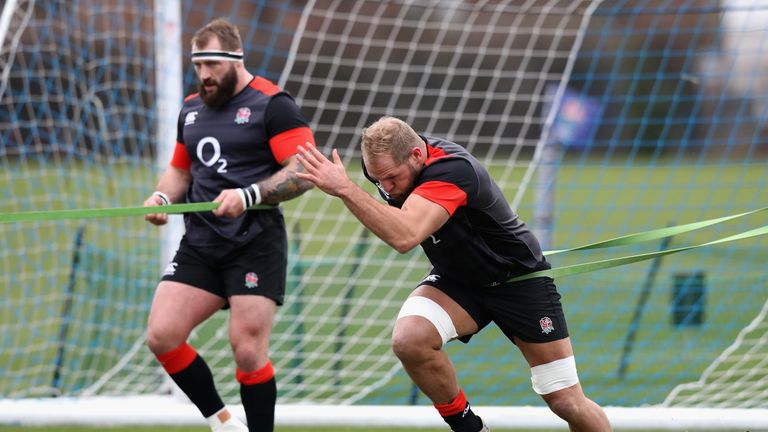 during the England training session held at Latyer Upper School on February 14, 2018 in London, England.