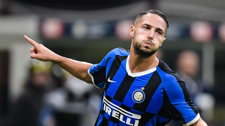 Danilo D'Ambrosio of Internazionale FC during the Lega Calcio Serie A TIM match between FC Internazionale and SS Lazio at Stadio Giuseppe Meazza on September 25, 2019 in Milan, Italy(Photo by VI Images via Getty Images)
