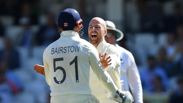 Jack Leach and Jonny Bairstow, England, Ashes Test at The Oval
