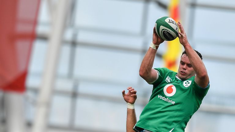7 September 2019; James Ryan of Ireland wins a lineout ahead of Justin Tipuric of Wales during the Guinness Summer Series match between Ireland and Wales at Aviva Stadium in Dublin. Photo by David Fitzgerald/Sportsfile
