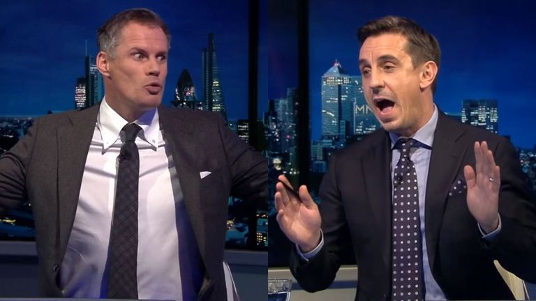 Jamie Carragher and Gary Neville analyse their own performances on Monday Night Football