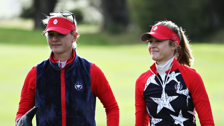 Nelly Korda (R) and Jessica Korda (L) are the first sisters to have played together at the Solheim Cup