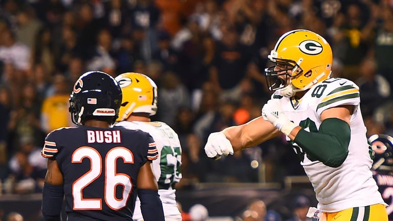 Jimmy Graham celebrates the only touchdown of the game