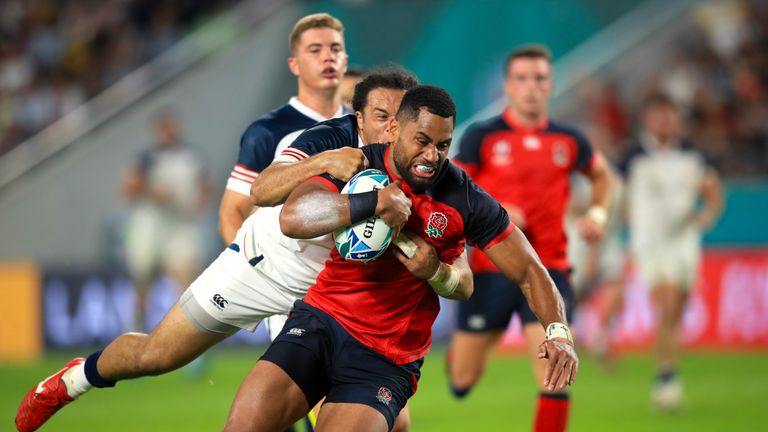 Joe Cokanasiga scored two tries for England against USA in Rugby World Cup