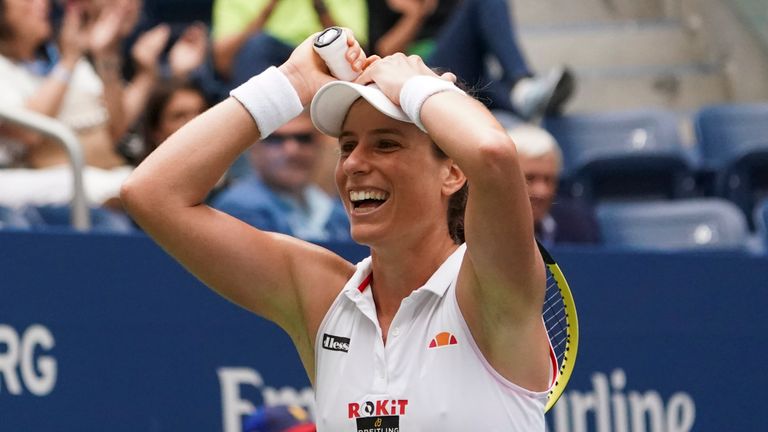 Johanna Konta expresses her elation at winning her fourth-round match at the US Open