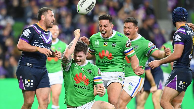 John Bateman celebrates scoring the winning try