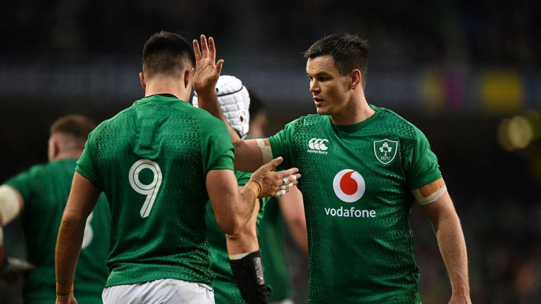 Connor Murray and Johnny Sexton in action for Ireland