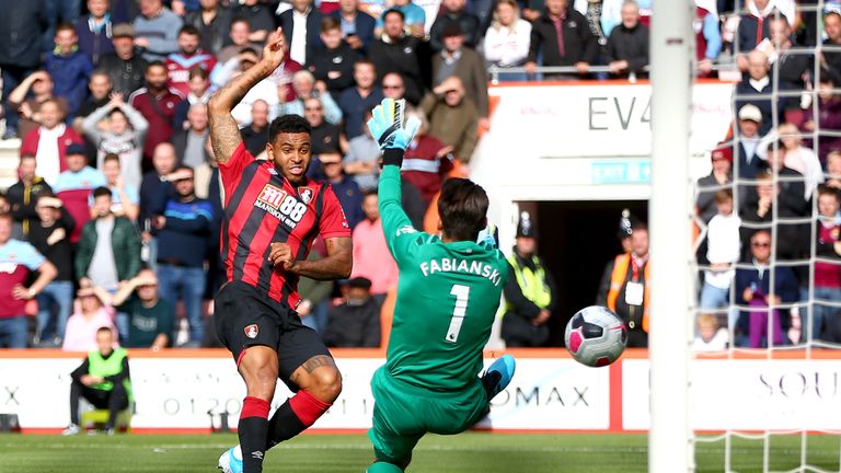 Joshua King slots in Bournemouth's first-half equaliser after 17 minutes