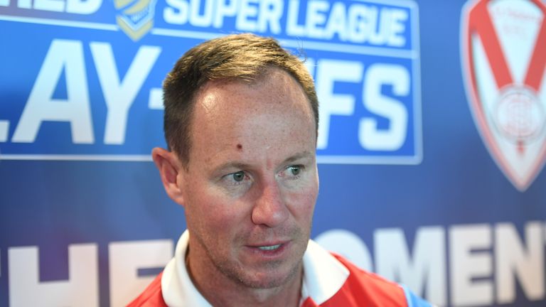 Picture by Simon Wilkinson/SWpix.com 16/09/2019 Rigby League Supeleague Play Off Press Conference Media Event. Evolution Suite Old Trafford Manchester
- Justin Holbrook