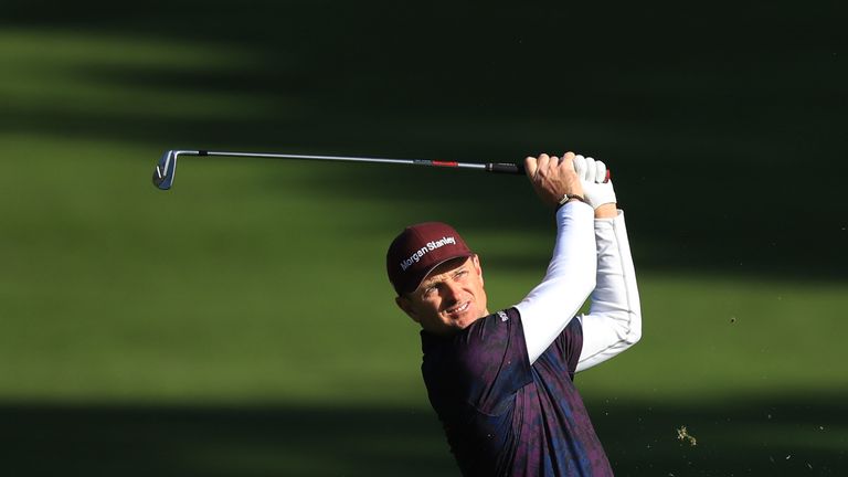 Justin Rose plays during the second round of the BMW PGA Championship at Wentworth