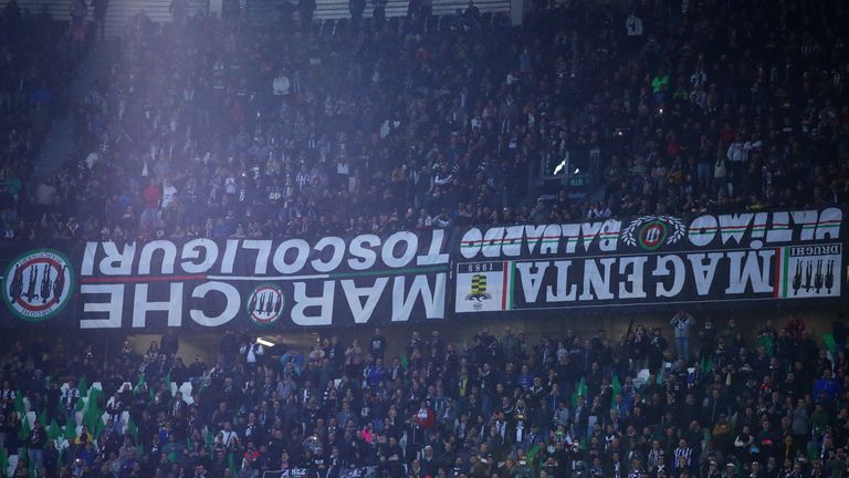 A Juventus fans banner at the Allianz Stadium