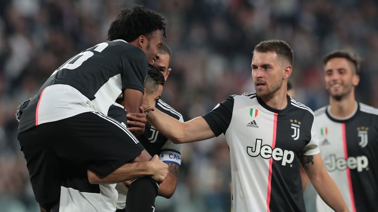 during the Serie A match between Juventus and Hellas Verona at Allianz Stadium on September 21, 2019 in Turin, Italy.