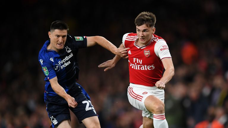 Kieran Tierney made his Arsenal debut against Nottingham Forest