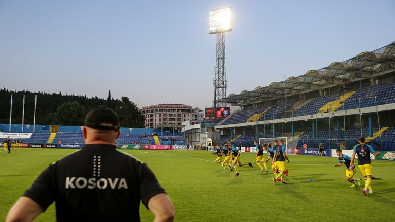 Kosovo warm-up before the 2020 UEFA European Championships group A qualifying match between Montenegro and Kosovo