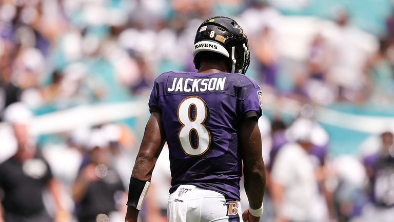Lamar Jackson threw five touchdowns against the Miami Dolphins in the season opener