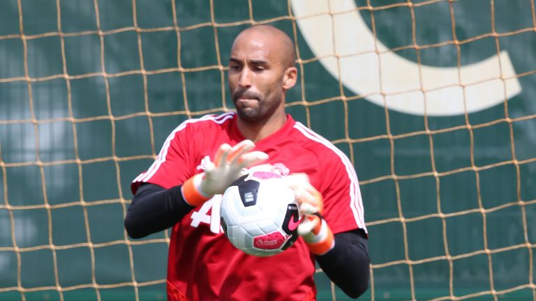 Lee Grant of Manchester United in action during a first team training session at Aon Training Complex on July 04, 2019 in Manchester, England. 