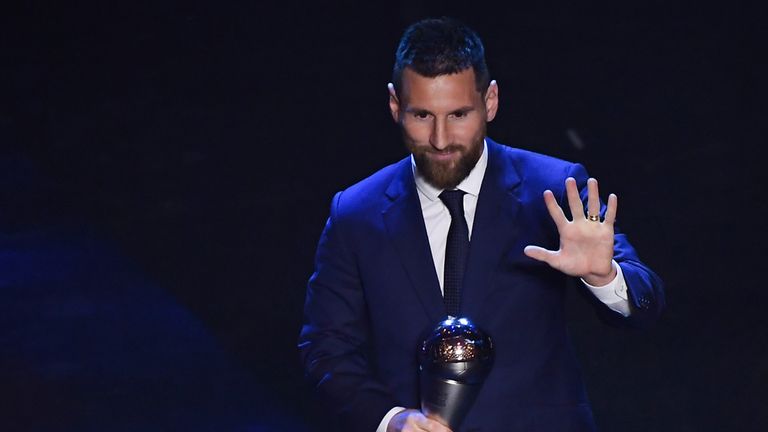 Barcelona and Argentina forward Lionel Messi named FIFA best men's player for a sixth time