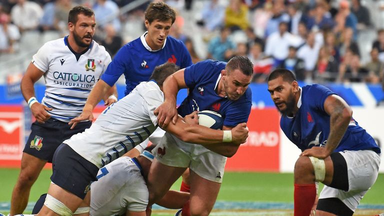 PARIS, FRANCE - AUGUST 30: Louis Picamoles of France runs with the ball during the International Friendly Match between France and Italia at Stade de France on August 30, 2019 in Paris, France. It's last test match for the France team before the World Cup in Japan. (Photo by Frederic Stevens/Getty Images)