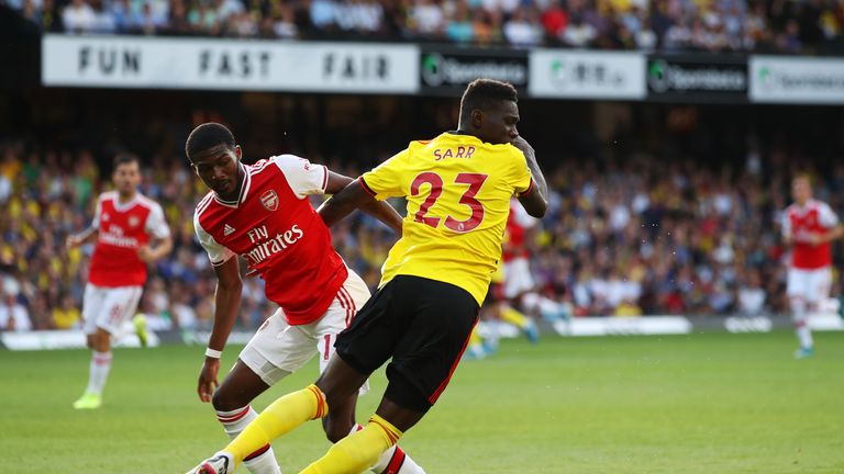 Maitland-Niles comes up against Watford's Ismaila Sarr last Super Sunday