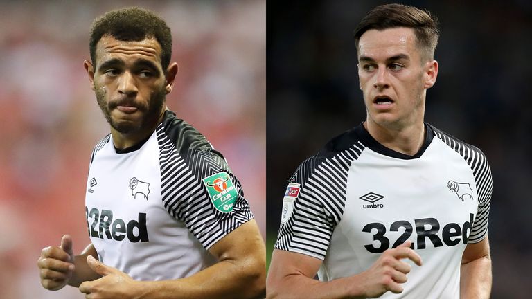 Mason Bennett and Tom Lawrence of Derby County