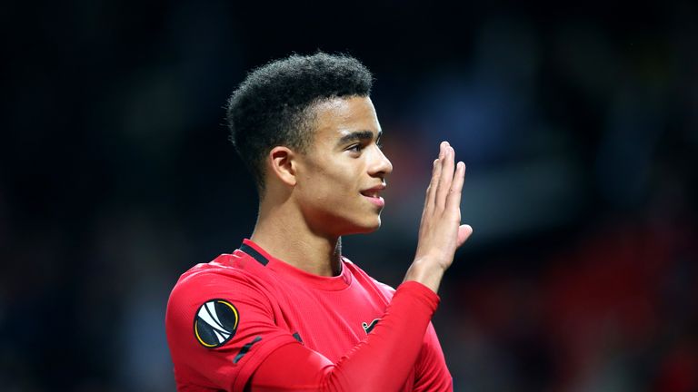 Mason Greenwood celebrates at full-time after scoring Manchester United's winning goal against Astana