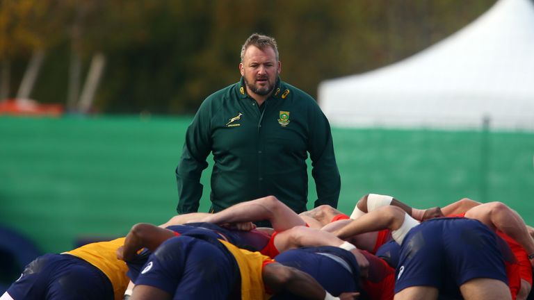 South Africa assistant coach Matt Proudfoot with the Springbok squad in training