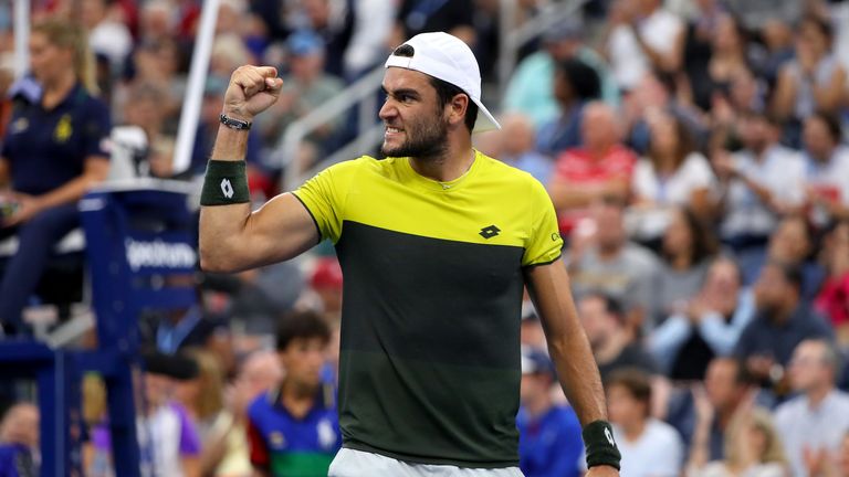 Matteo Berrettini celebrating his victory 