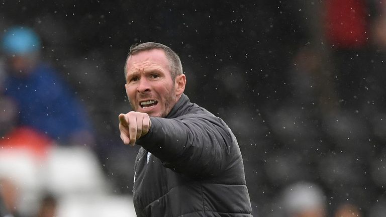 Michael Appleton during the Premier League match between Swansea City and Leicester City at Liberty Stadium on October 21, 2017 in Swansea, Wales.