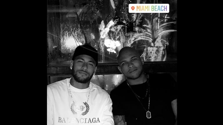 Neymar checked into Miami Beach on his Instagram story as he gears up for the international break with Brazil (Credit: neymarjr)