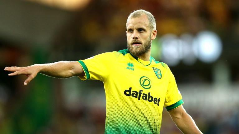Norwich City striker Teemu Pukki during the Premier League match against Manchester City