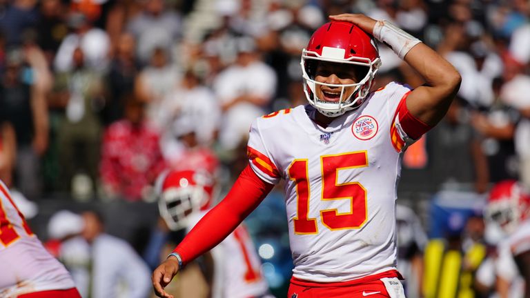 Patrick Mahomes threw four touchdown passes in one quarter on Sunday