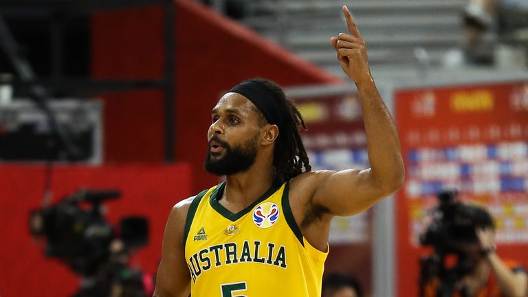 Patty Mills of Australia reacts during the quarter final match between Australia and Czech Republic