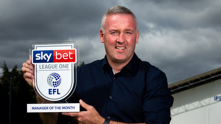 Paul Lambert  of Ipswich Town wins the Sky Bet League One Manager of the Month award - Mandatory by-line: Robbie Stephenson/JMP - 12/09/2019 - FOOTBALL - Ipswich Town Training Ground  - Ipswich, England - Sky Bet Manager of the Month Award