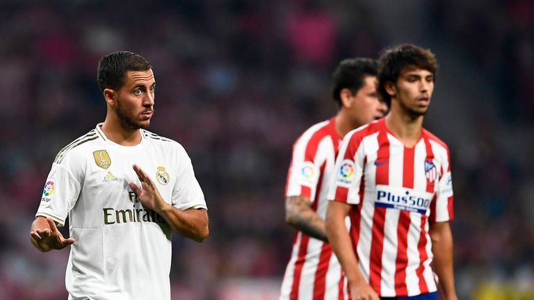 Eden Hazard and Joao Felix in Madrid derby action