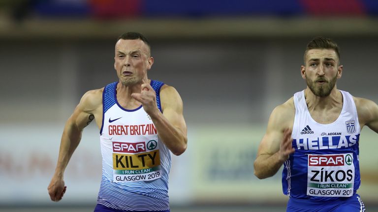 Richard Kilty in action at the European Athletics Indoor Championships in Glasgow