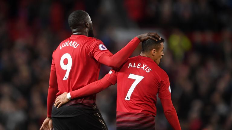 Romelu Lukaku and Alexis Sanchez celebrate Manchester United's win over Newcastle